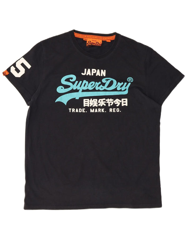 Superdry Camiseta gráfica para hombre Top 2XL Algodón negro