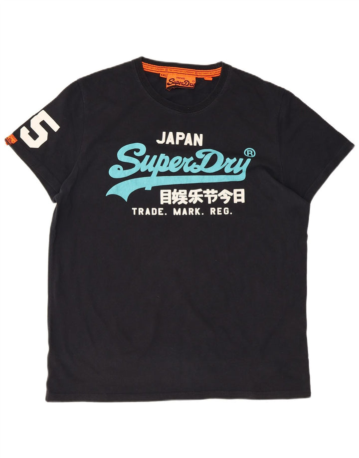Superdry Camiseta gráfica para hombre Top 2XL Algodón negro