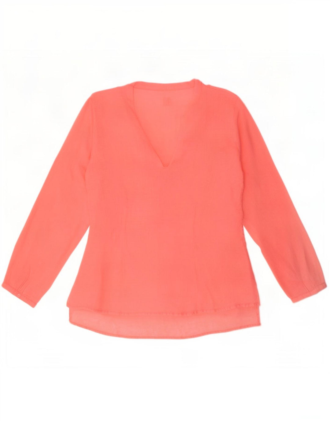 120% Lino Blusa de manga larga con volantes en la parte delantera para mujer IT 46 Lino rosa grande