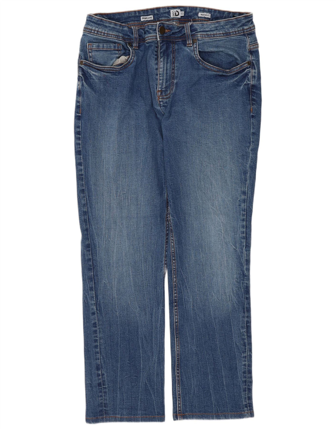 DACK'S Jeans rectos regulares de talle medio para mujer IT 50 XL W32 L27 Azul