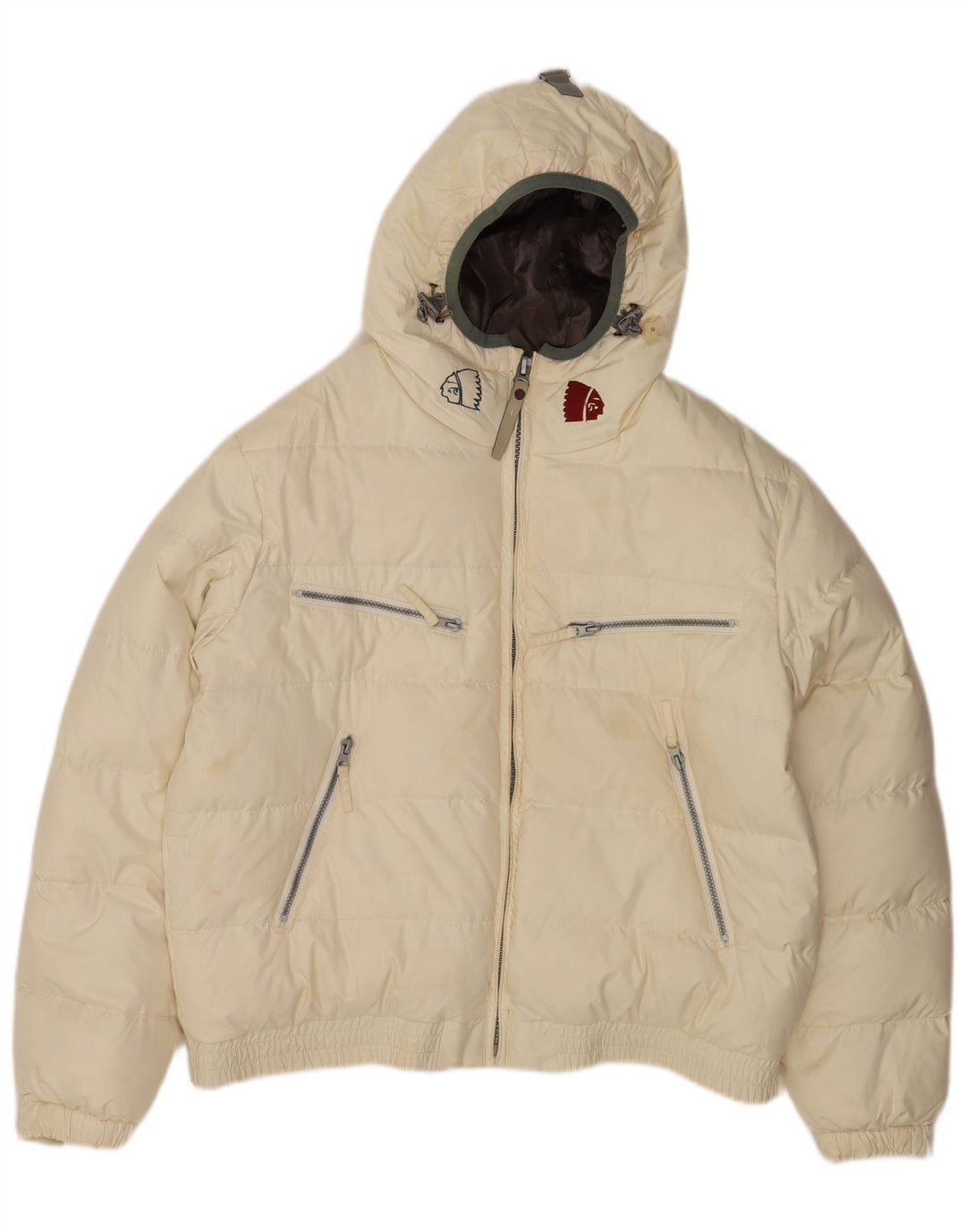 Americanino Chaqueta acolchada con capucha y gráfico para hombre UK 40 Large Poliéster blanco