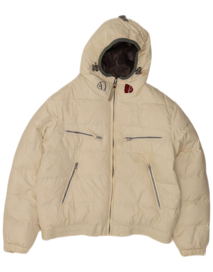 Americanino Chaqueta acolchada con capucha y gráfico para hombre UK 40 Large Poliéster blanco