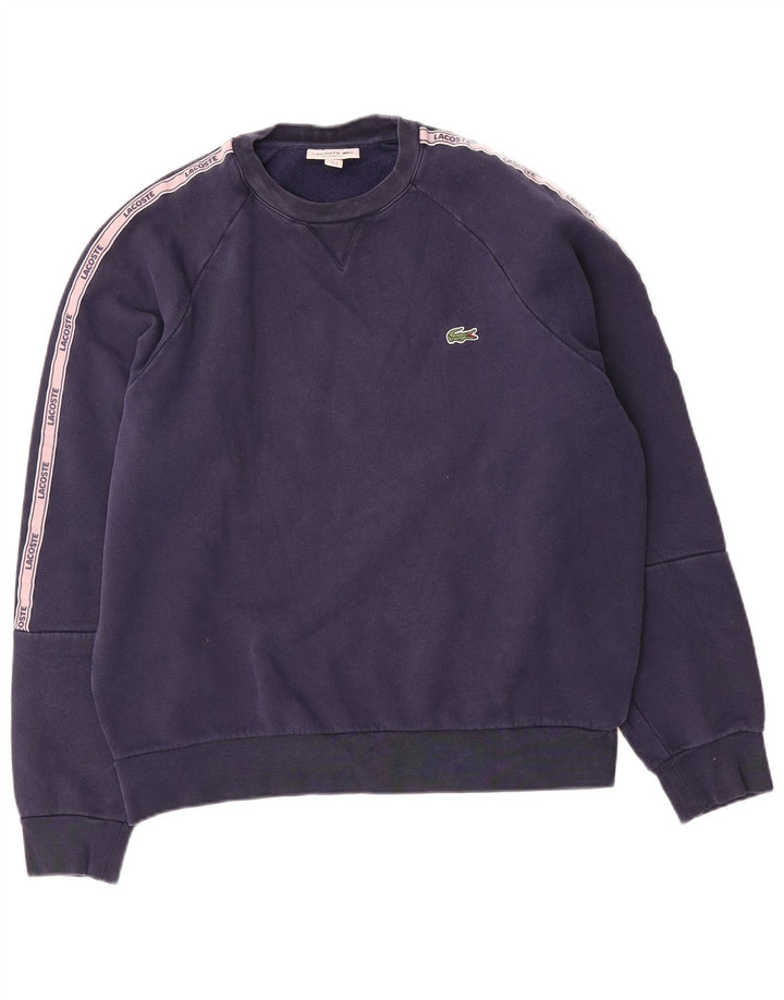 Lacoste Sudadera gráfica para hombre Talla 4 Mediana Azul marino Colorblock