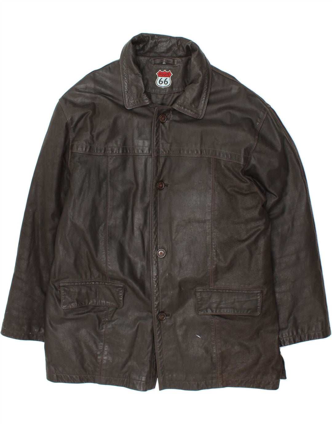 ROUTE 66 Abrigo de cuero para hombre UK 46 3XL Cuero negro