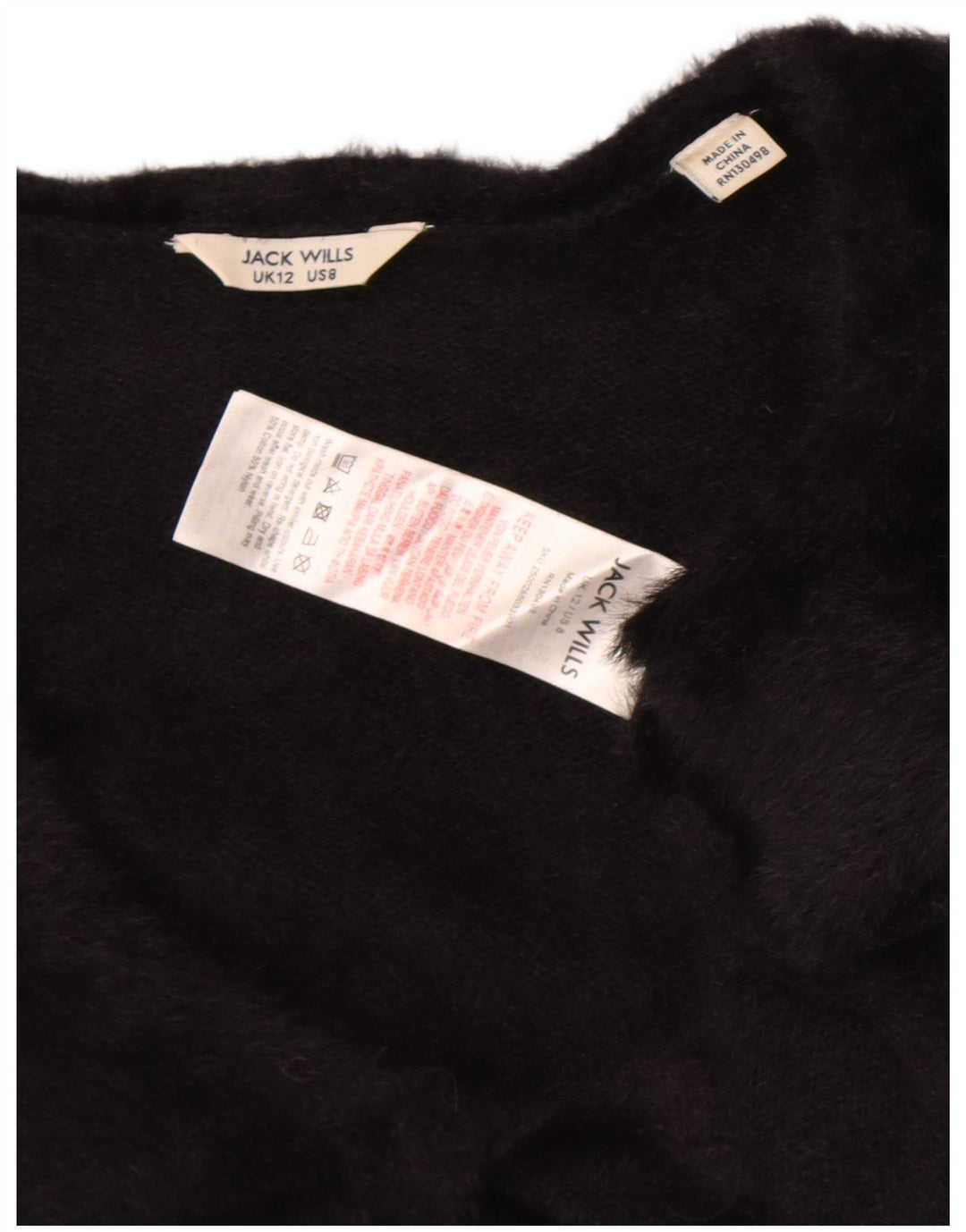 Jack Wills Jersey Bolero para Mujer UK 12 Mediano Algodón Negro
