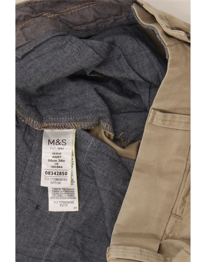 Marks & Spencer Pantalones cortos chinos para hombre W34 Algodón beige grande