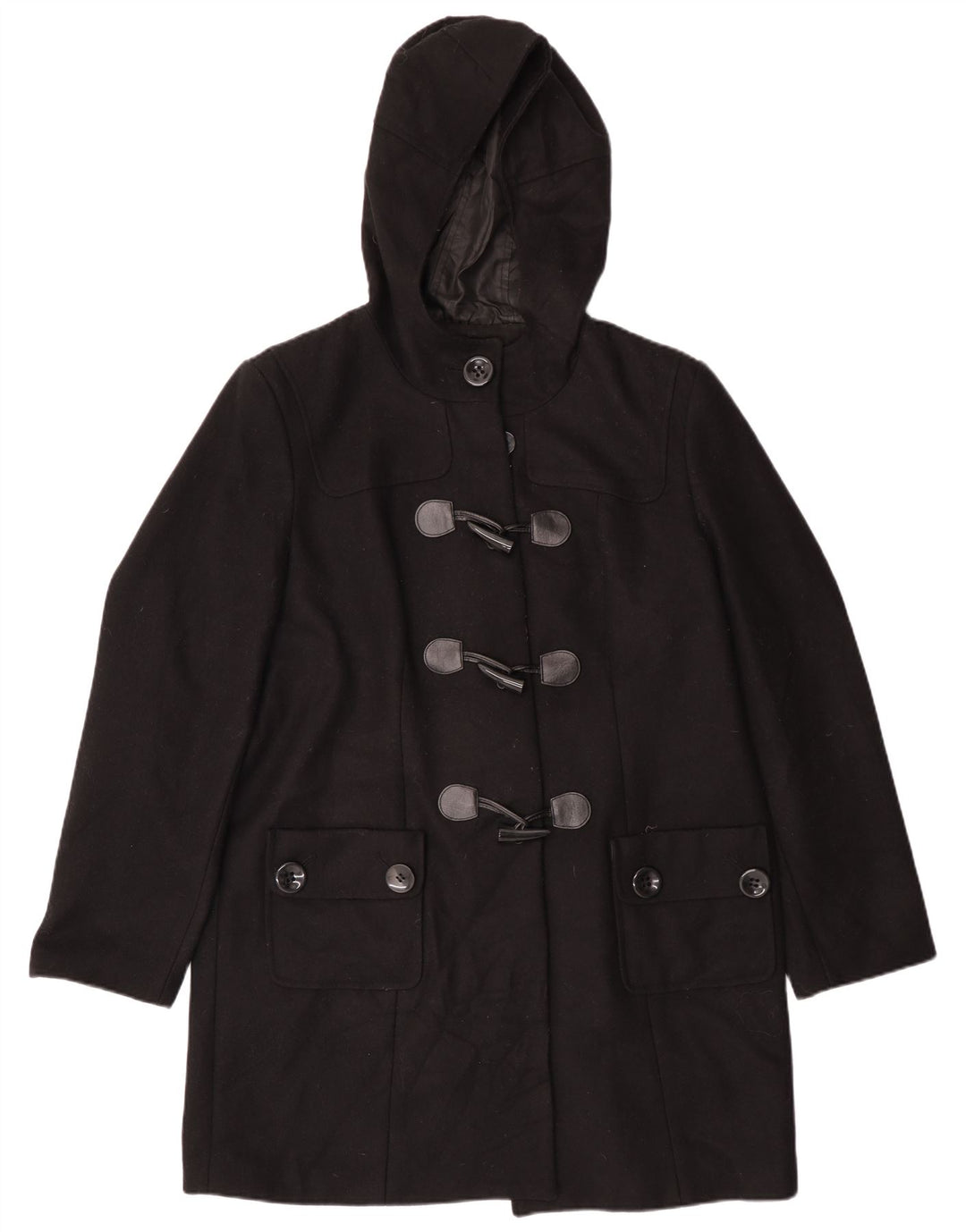 Style&Co Trenca con capucha para mujer UK 46 Large Lana negra