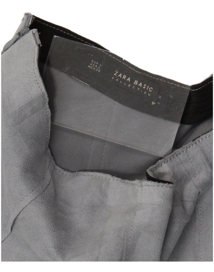 Zara Mujer Falda De Ante Grande W30 Azul