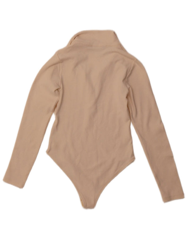 ZARA Womens Long Sleeve Bodysuit UK 8 Small Beige