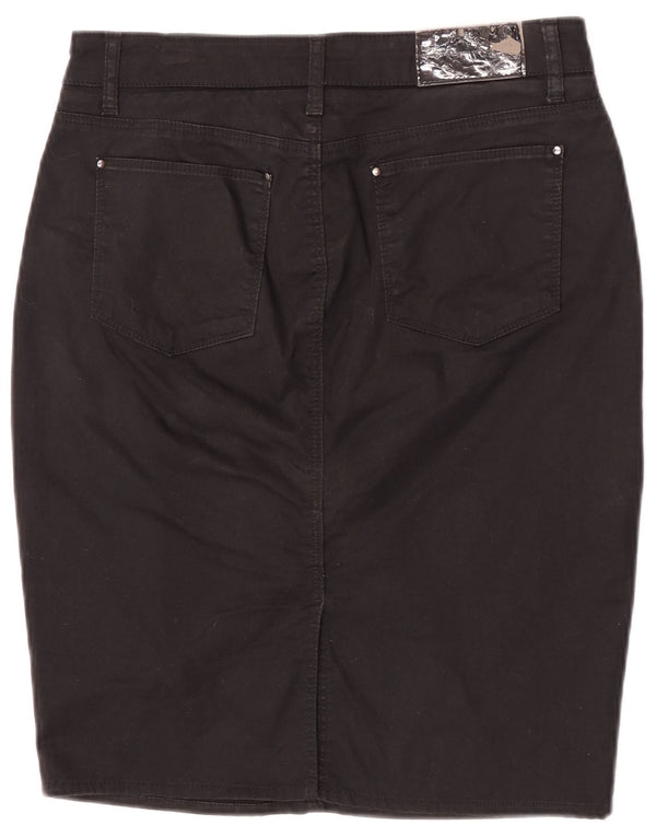 Zara Falda Lápiz Mujer EU 40 Mediano W30 Algodón Negro