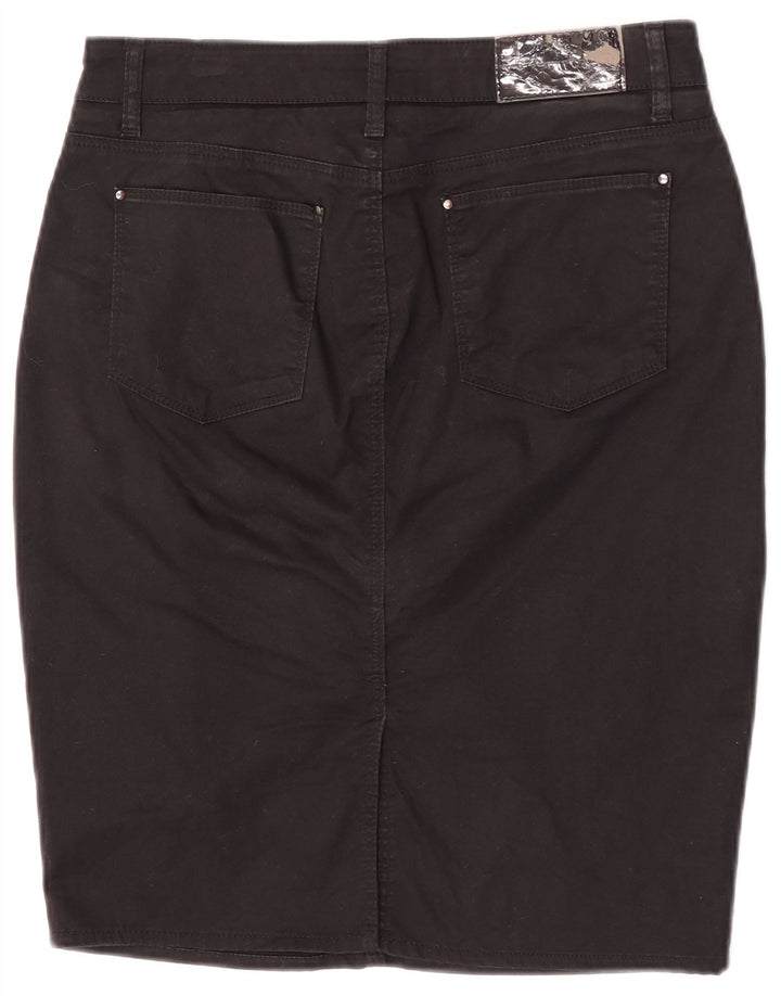 Zara Falda Lápiz Mujer EU 40 Mediano W30 Algodón Negro