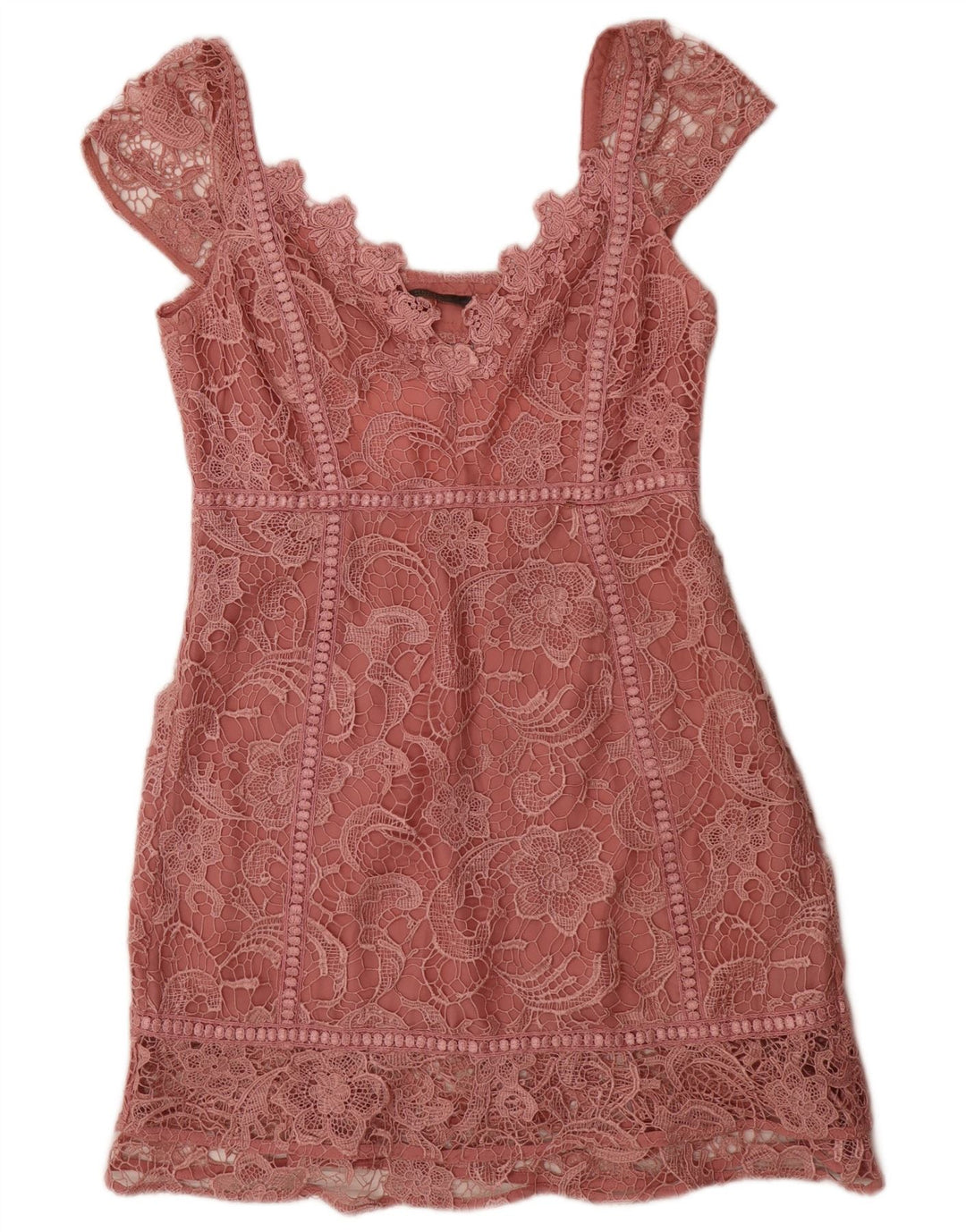 Guess Vestido tubo para mujer UK 42 Poliéster floral rosa medio