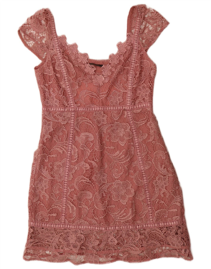 Guess Vestido tubo para mujer UK 42 Poliéster floral rosa medio