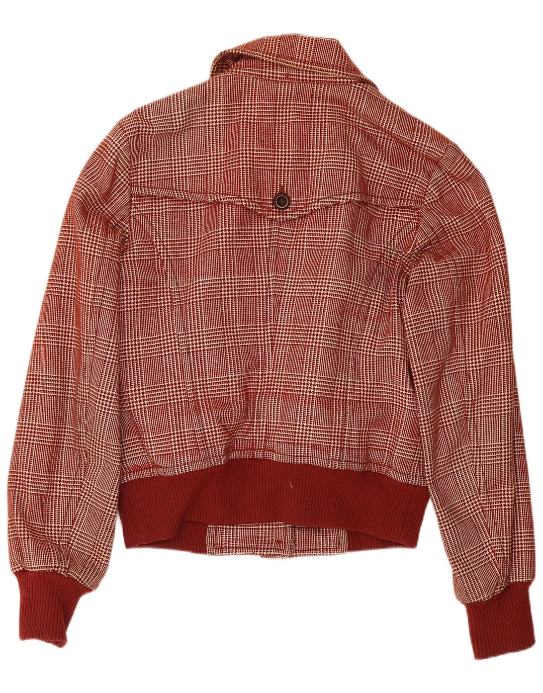 Sisley Chaqueta Bomber para Mujer UK 6 XS Lana de Pata de Gallo Burdeos
