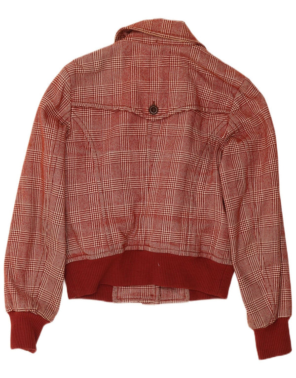 Sisley Chaqueta Bomber para Mujer UK 6 XS Lana de Pata de Gallo Burdeos