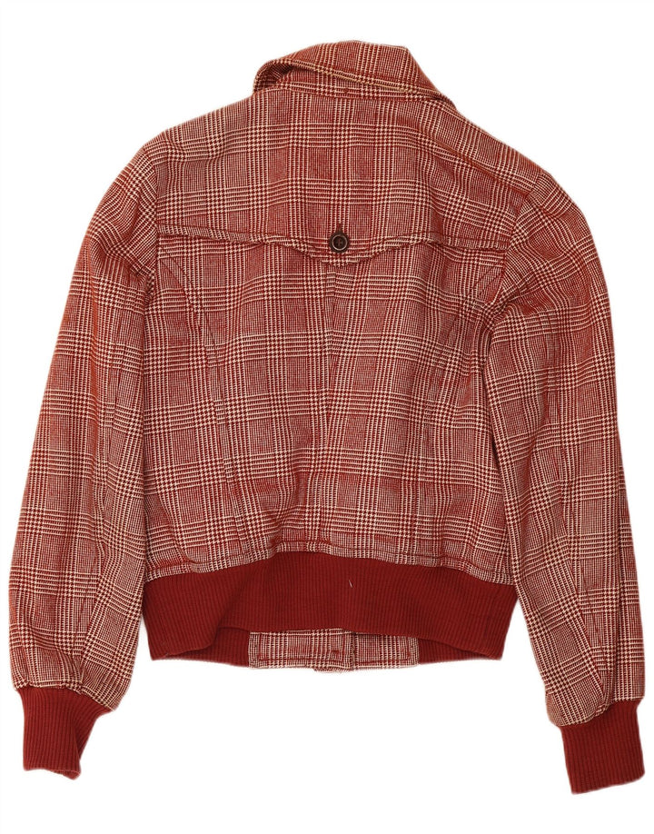 Sisley Chaqueta Bomber para Mujer UK 6 XS Lana de Pata de Gallo Burdeos