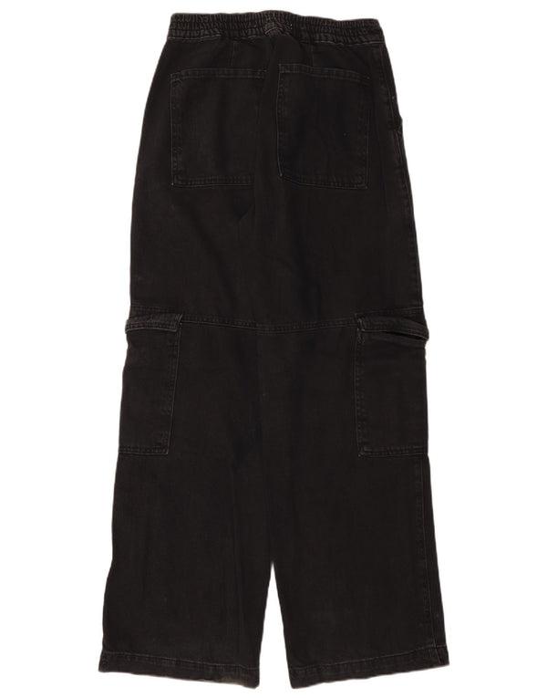 Zara Mens Loose Fit Cargo Jeans De Cintura Alta Pequeño W26 L30 Algodón Negro