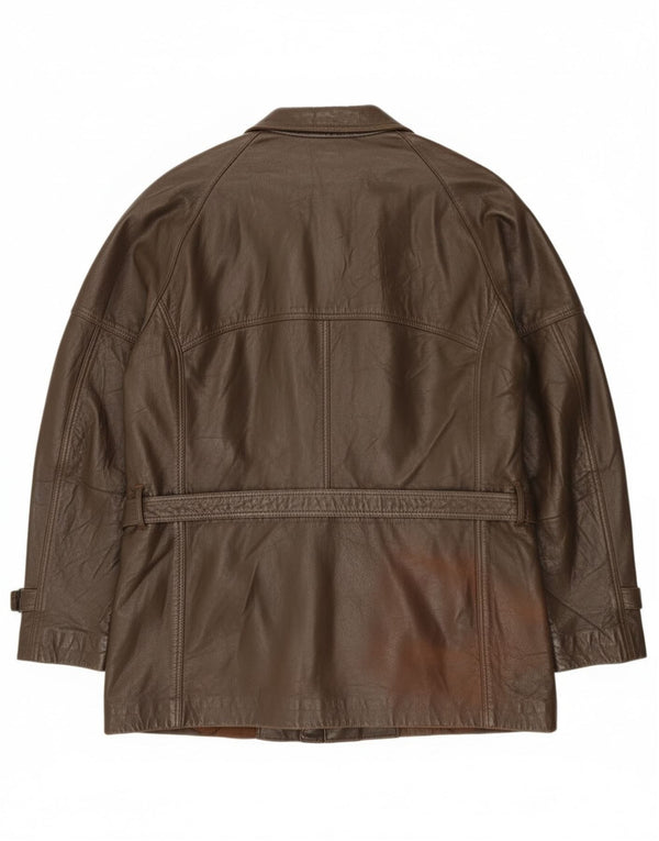 Chaqueta de cuero vintage para hombre IT 52 XL cuero marrón