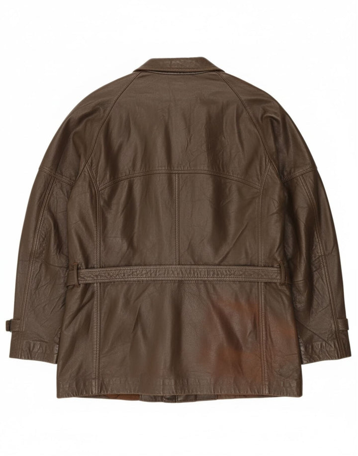 Chaqueta de cuero vintage para hombre IT 52 XL cuero marrón