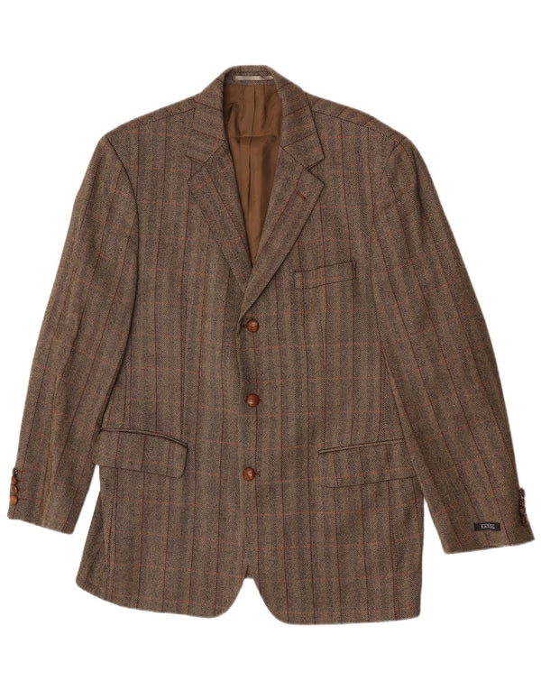 Barisal Chaqueta tipo blazer de 3 botones para hombre IT 50 Large Brown Check Lana virgen