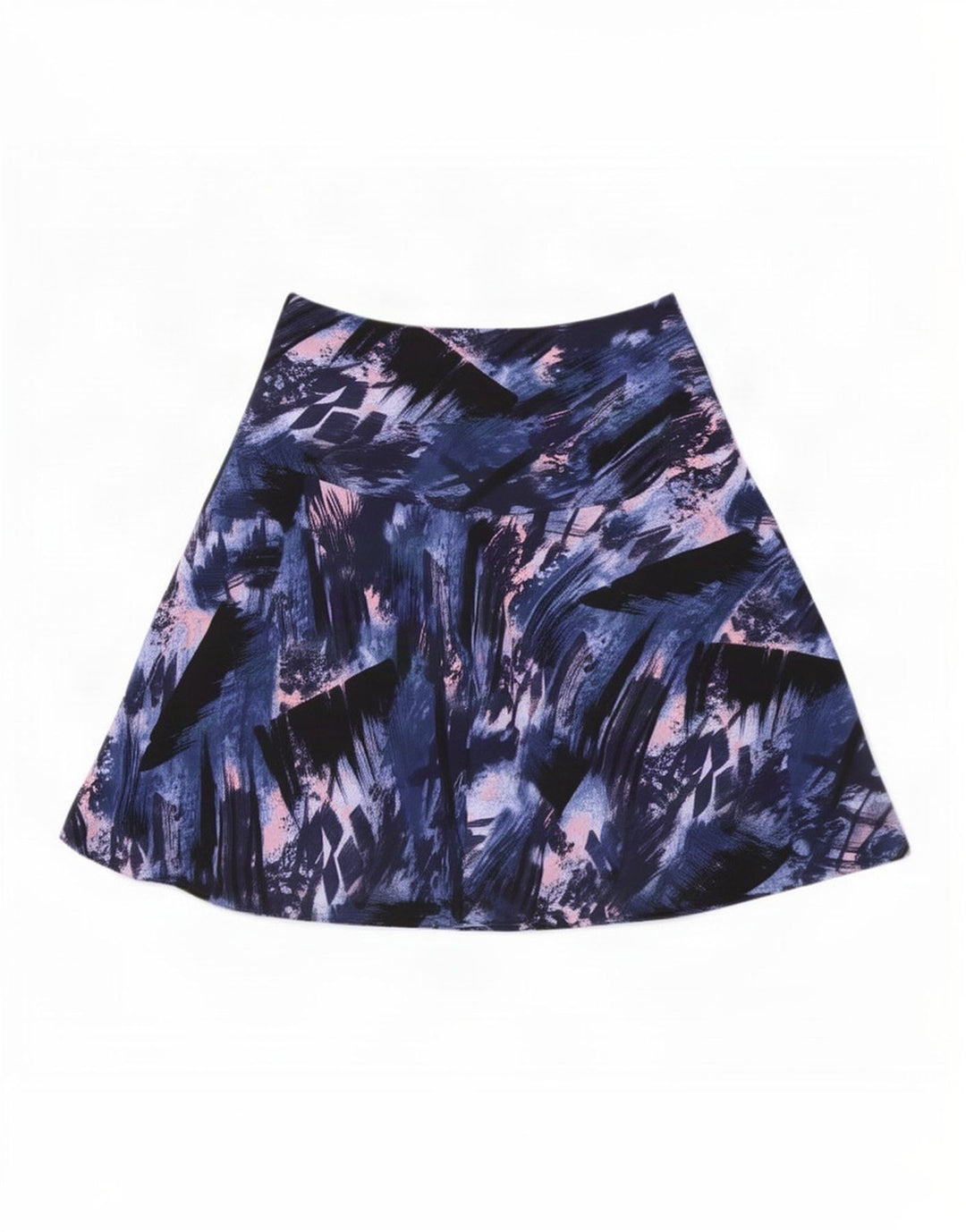 Marks & Spencer Falda Acampanada con Patrón Abstracto para Mujer UK 12 Medium W32 Azul