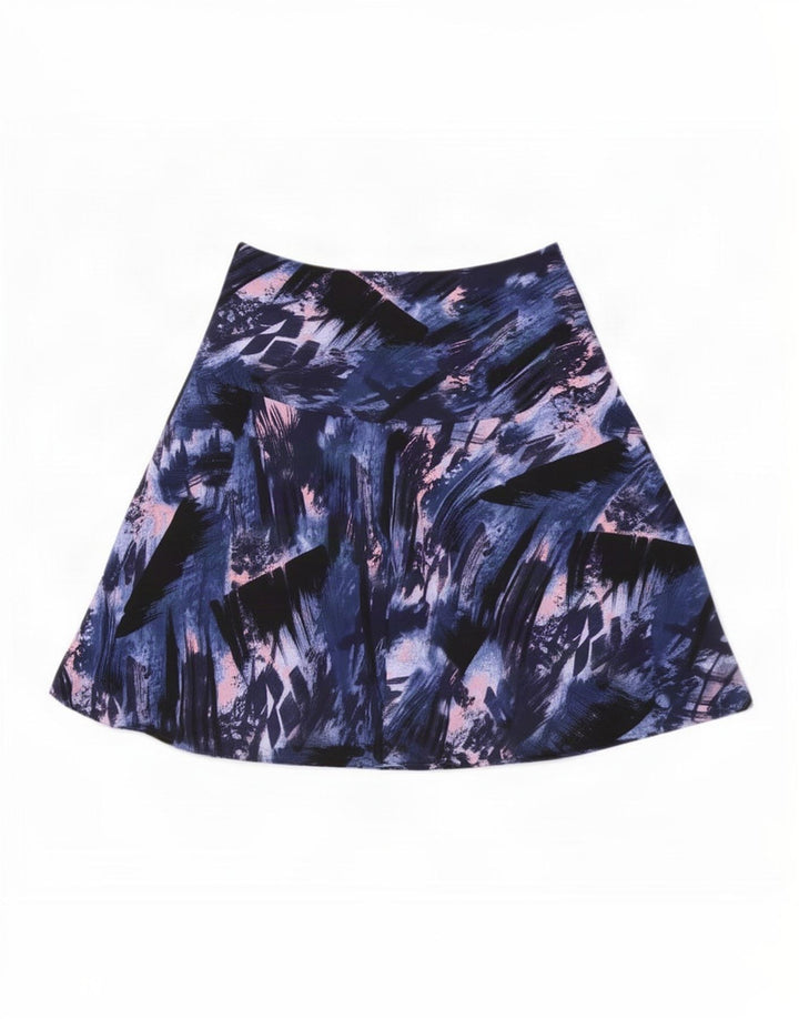 Marks & Spencer Falda Acampanada con Patrón Abstracto para Mujer UK 12 Medium W32 Azul