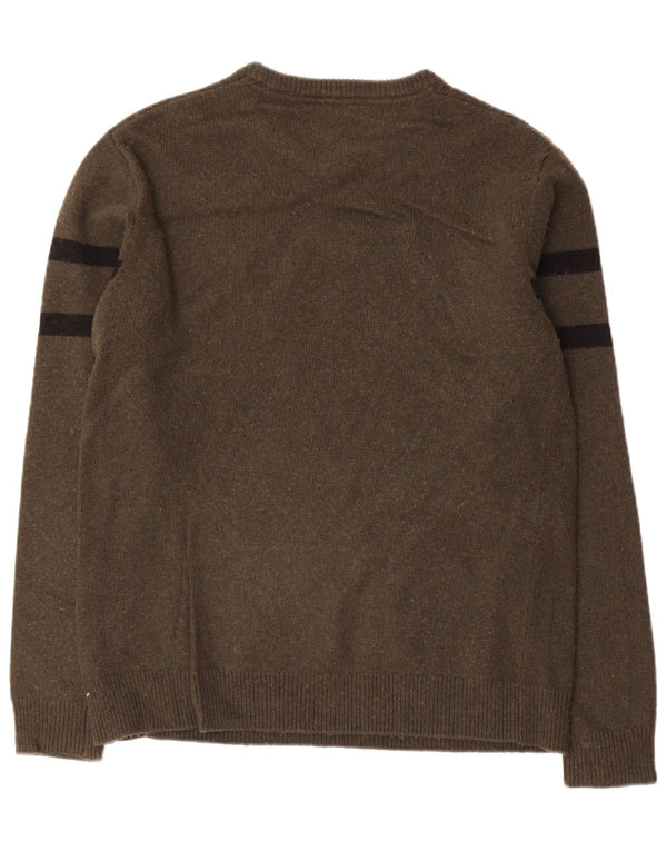Guess Jersey con cuello redondo y gráfico para hombre UK 36 Small Khaki Colourblock