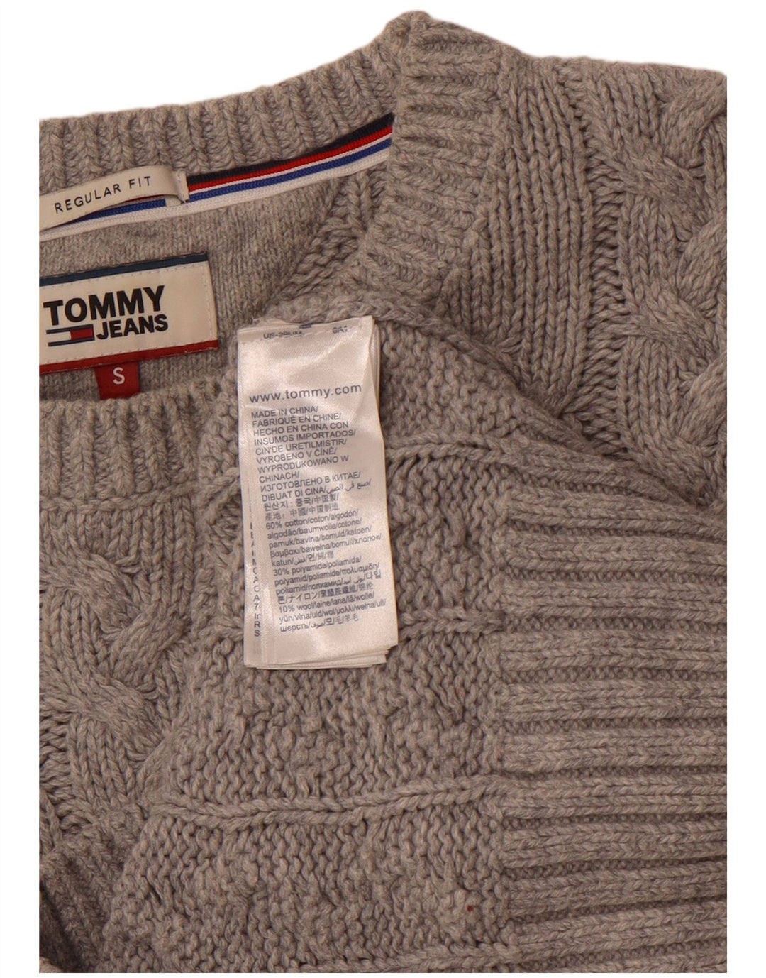 TOMMY HILFIGER Jersey Regular Fit con Cuello Redondo para Hombre Pequeño Algodón Gris