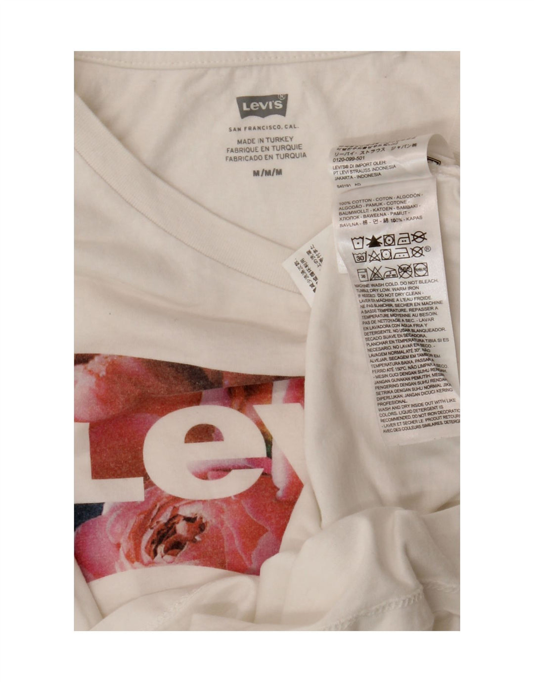 Levi's Camiseta gráfica para mujer Top UK 12 Medium White Cotton