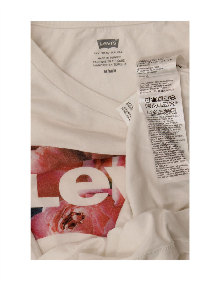 Levi's Camiseta gráfica para mujer Top UK 12 Medium White Cotton