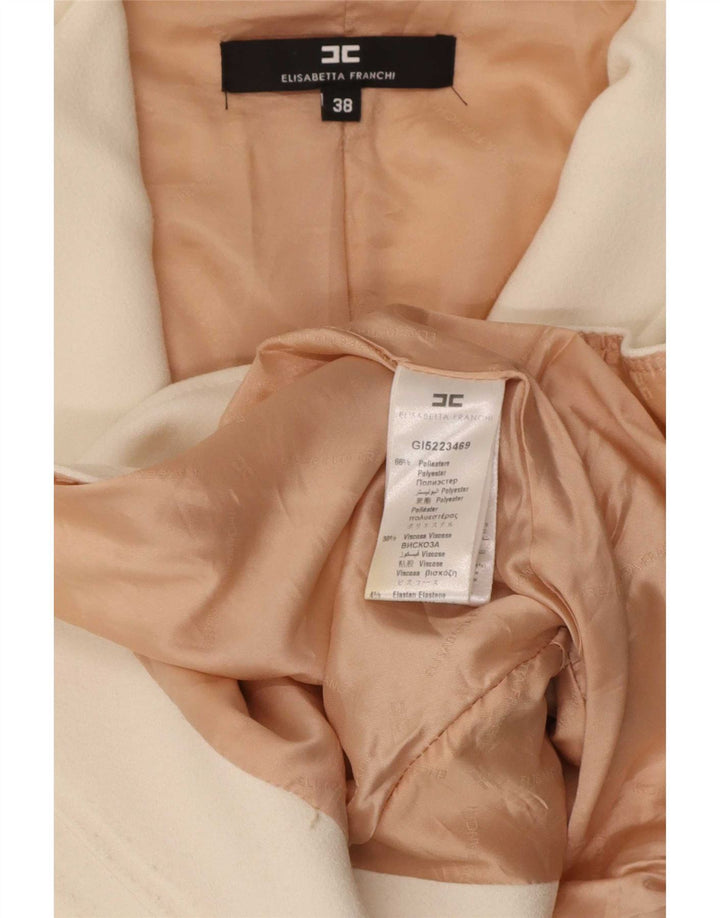 Elisabetta Franchi Chaqueta tipo blazer con cremallera completa para mujer IT 38 XS Poliéster blanco