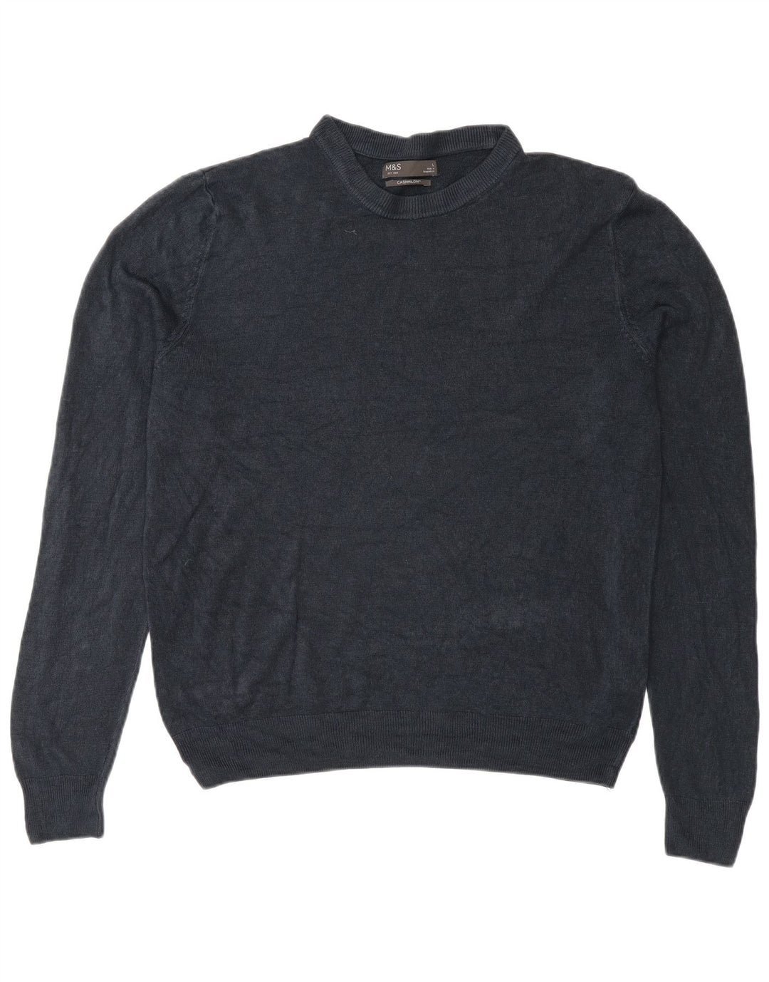 Marks & Spencer - Jersey de cuello redondo para hombre, talla grande, acrílico azul marino