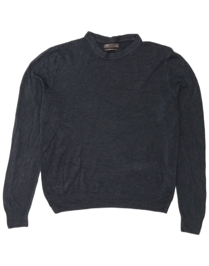 Marks & Spencer - Jersey de cuello redondo para hombre, talla grande, acrílico azul marino