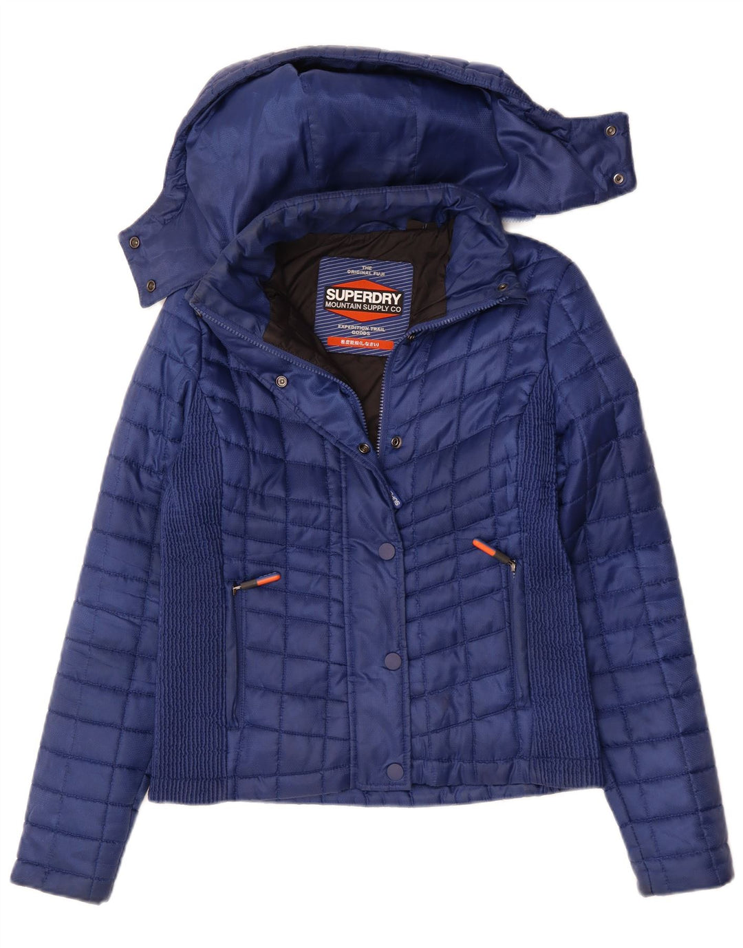 SUPERDRY Chaqueta acolchada con capucha para mujer UK 40 Mediana Azul marino Poliéster