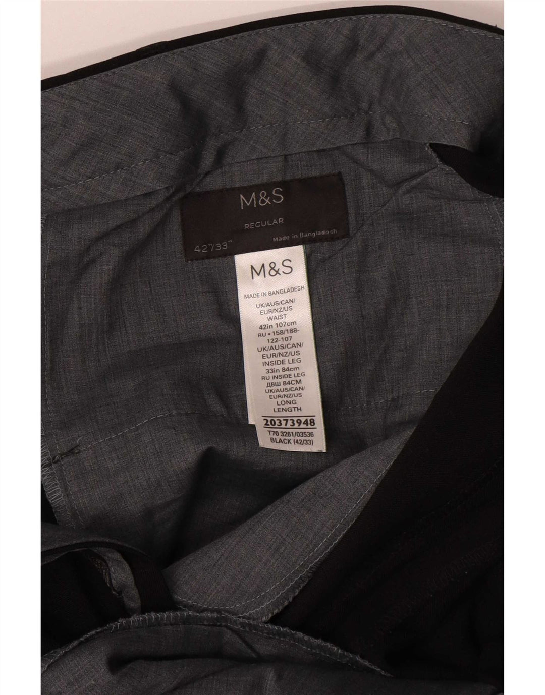 Marks & Spencer Pantalón de traje recto para hombre W42 L33 Poliéster negro