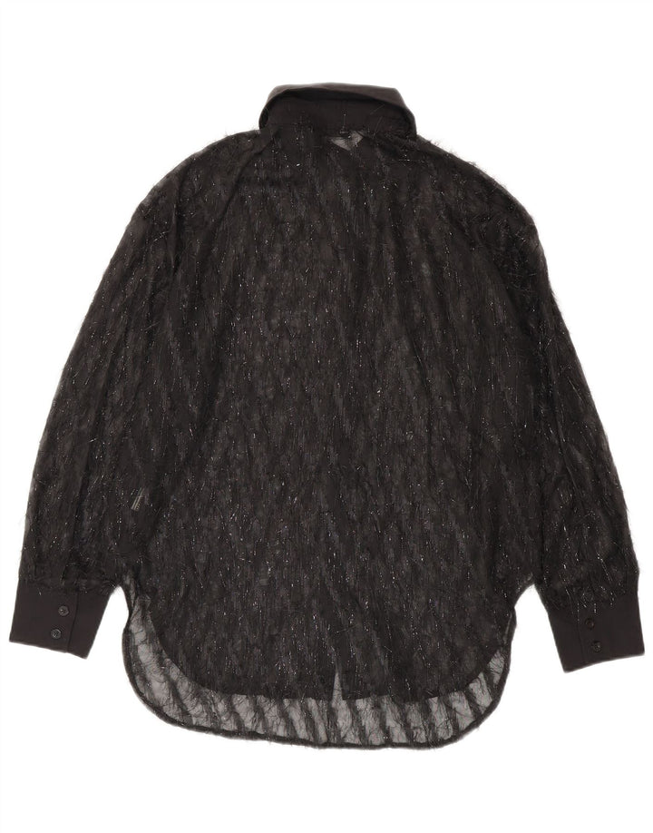 Shein Blusa camisera transparente de gran tamaño para mujer UK 40 Small Negro
