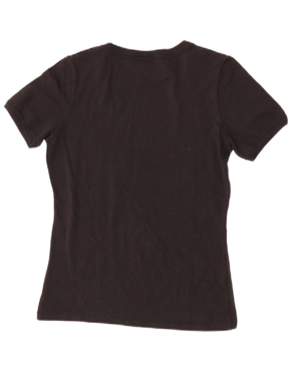 Marlboro Classics Camiseta gráfica para mujer Top UK 10 Small Black Cotton