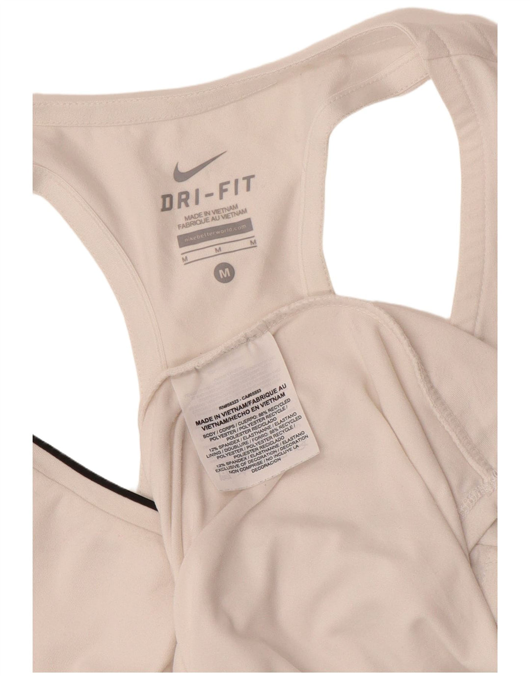 NIKE Mujer Dri Fit Chaleco Top UK 12 Medio Blanco Poliéster