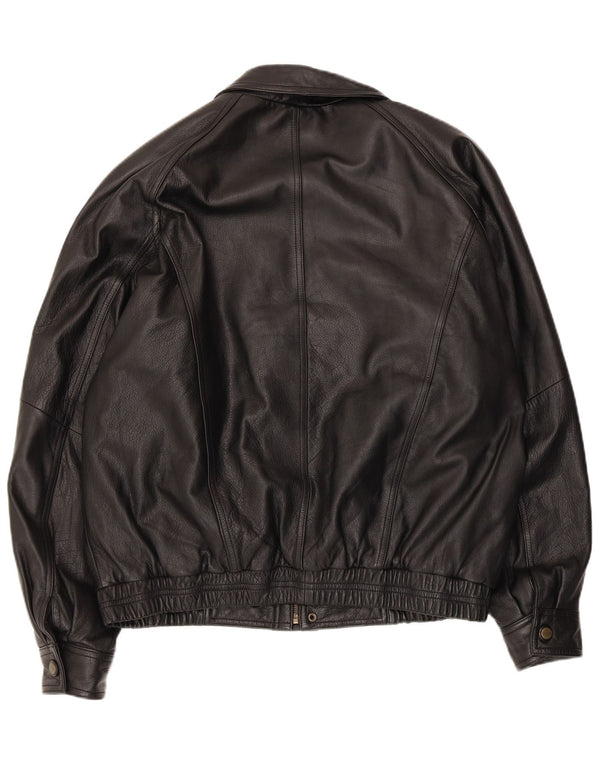 Ivy Crew Chaqueta de cuero para hombre UK 40 Large Black