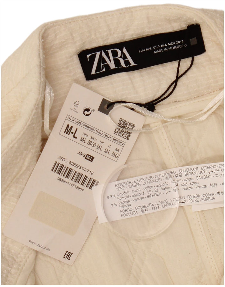 ZARA Chaqueta tipo blazer abierta de manga 3/4 extragrande para mujer UK 40 Medium Off White