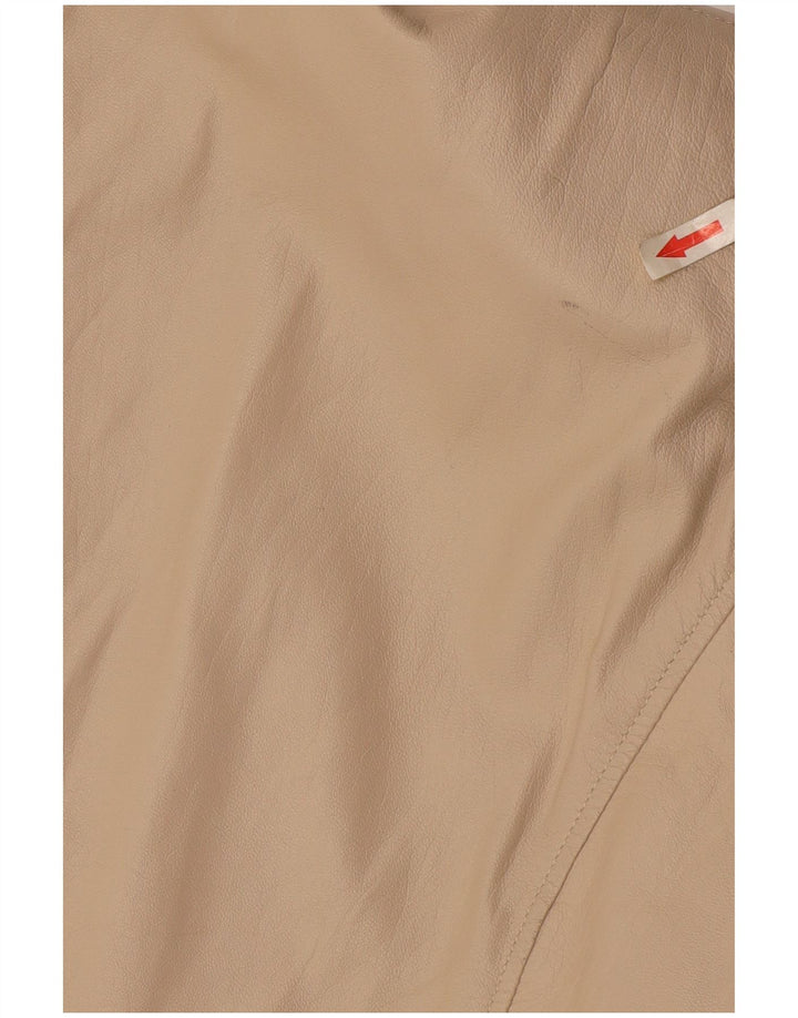 Vintage mujer chaqueta de cuero Reino Unido 18 XL cuero beige