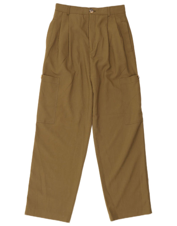 Zara Mujer Pantalones Cargo De Cintura Alta Pegged XS W24 L21 Poliéster Caqui