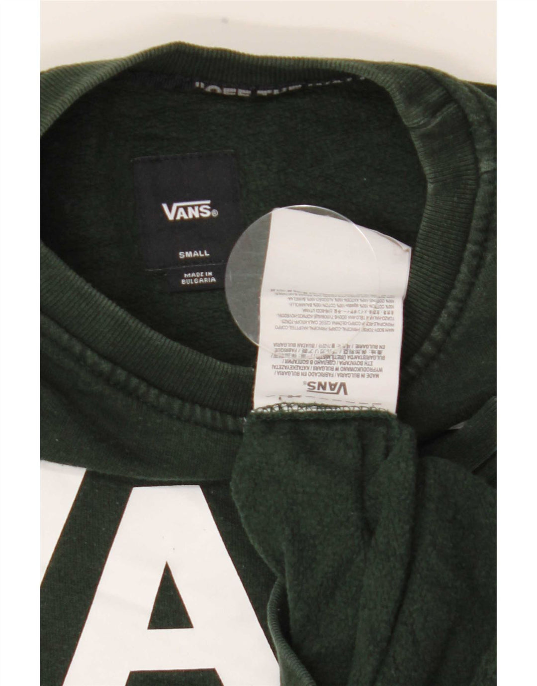 Vans Hombre Sudadera Gráfica Jersey Pequeño Algodón Verde