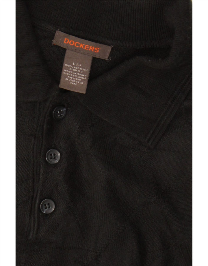 Dockers Jersey con cuello tipo polo para hombre, talla grande, acrílico negro
