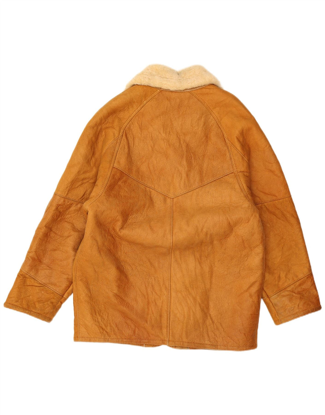 VINTAGE Chaqueta de piel de oveja para hombre Reino Unido 40 Cuero marrón grande