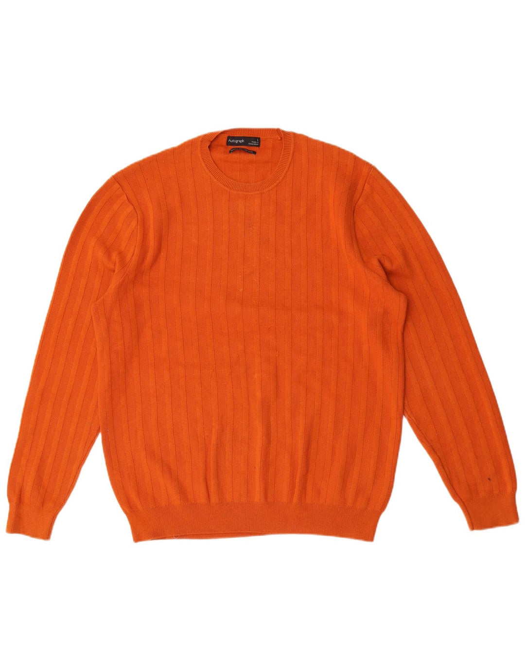 Marks & Spencer - Jersey de cuello redondo para hombre con autógrafo, talla grande, algodón naranja