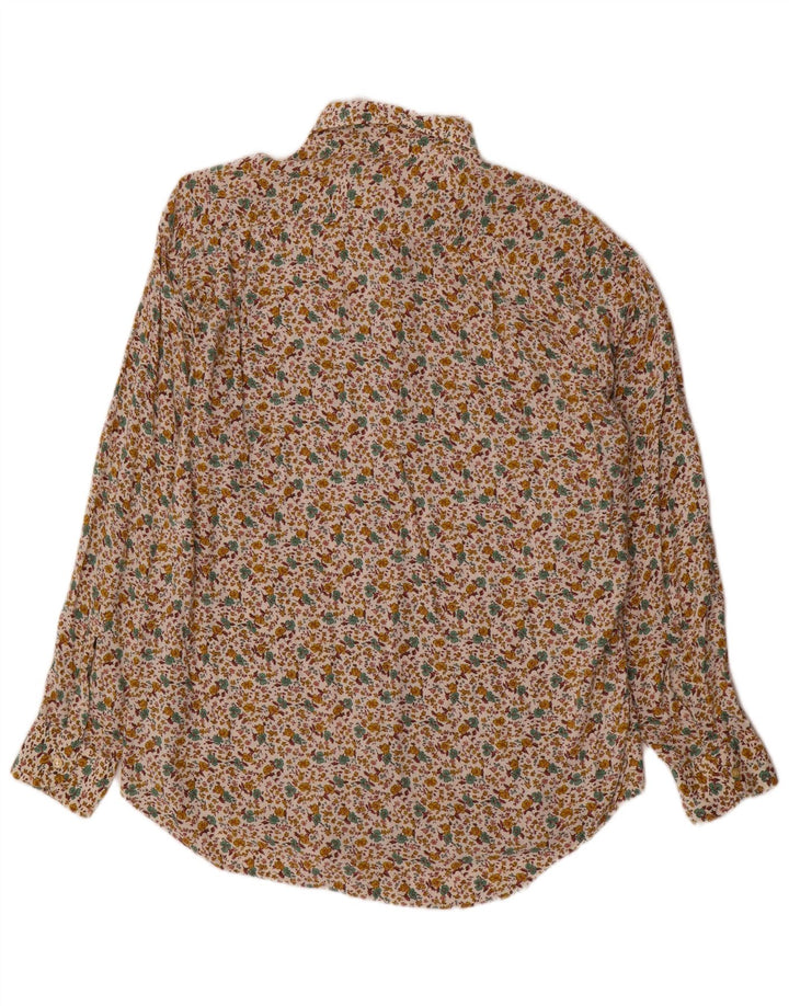 Camisa vintage para hombre de algodón floral beige grande