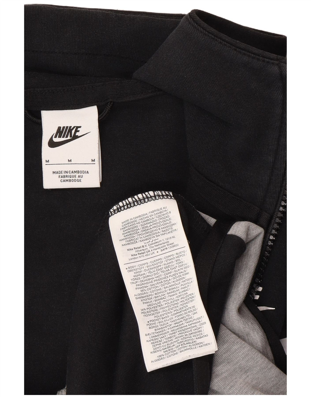 Nike - Sudadera con capucha y cremallera para hombre, algodón color block, color negro mediano
