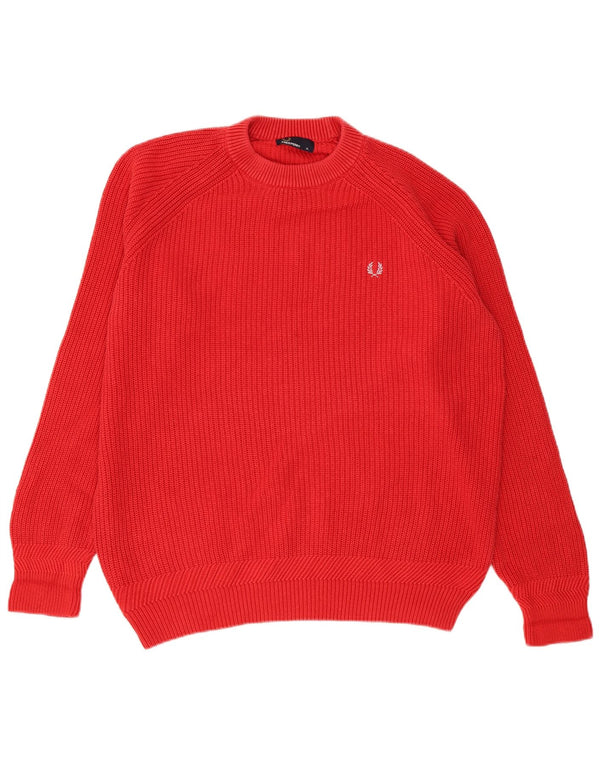 Fred Perry Jersey De Cuello Redondo Para Hombre XL Algodón Rojo