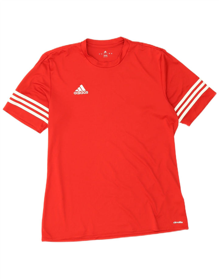 Adidas Mens Climalite Camiseta Top Grande Poliéster Rojo